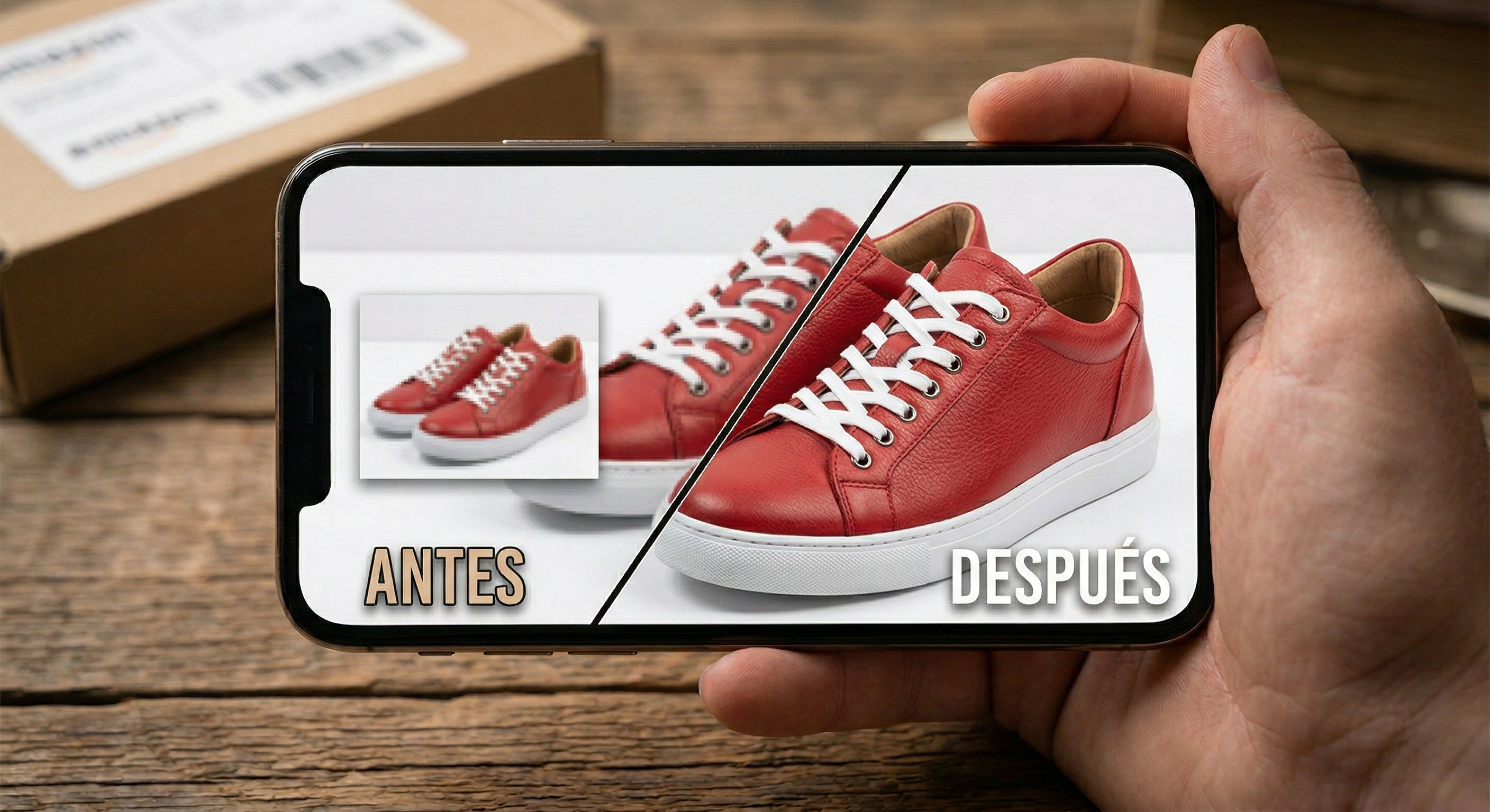 Agrandar fotografía de producto — Antes y Después